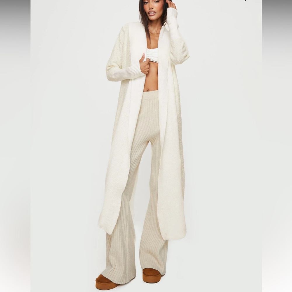 Princess Polly Cream Long Cardigan Sweater